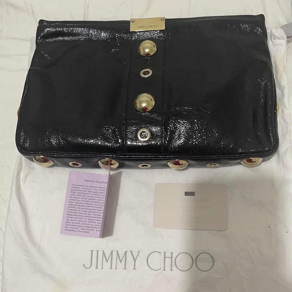 Jimmy Choo clutch with gold studs